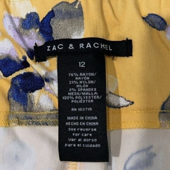 Zac & Rachel Womens Floral Capri Pants Size 12 Yellow & Purple - Picture 3 of 7